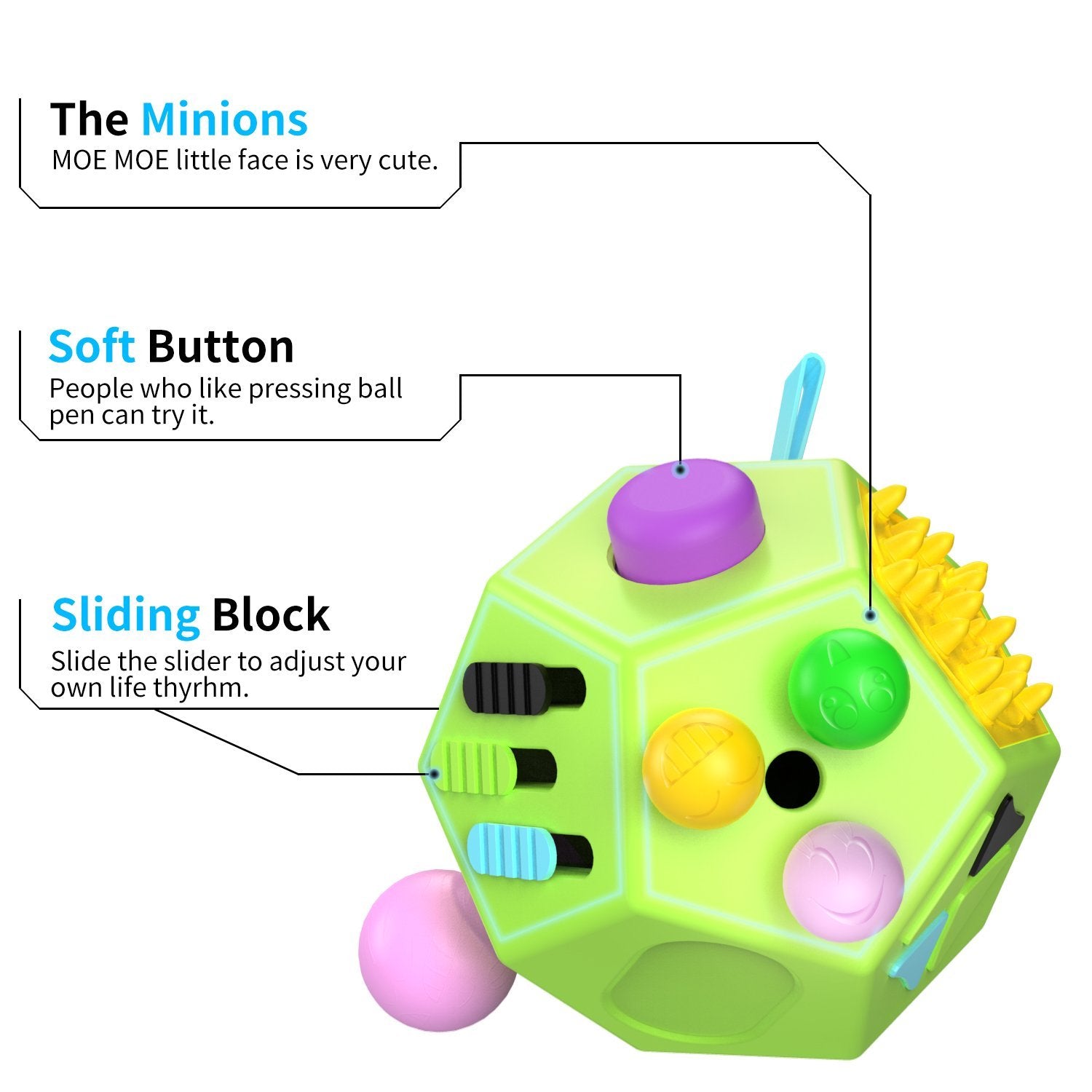 Fidget Widget Rectangular Dots 12 Sided Cube | Fidget Widget Cube – EverydayEducate
