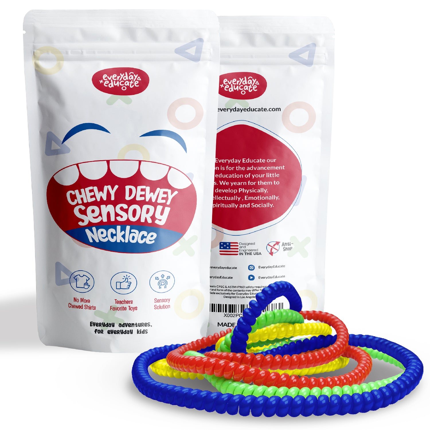 Amazon.com: Chew Necklace by GNAWRISHING, 5 Pieces Sensory Chew Necklaces  for Kids with Autism, ADHD, SPD, Chewing, Oral Motor : Health & Household